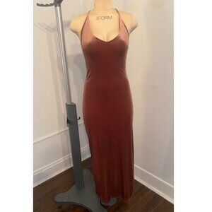 Velvet Maxi Dress w/ Side Slit Sz SMALL